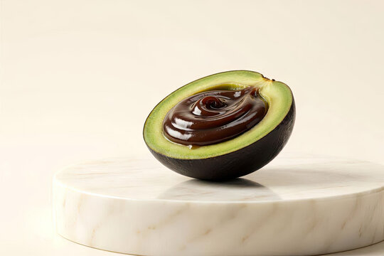 Elegant Black Sapote Morphing Into Luxurious Chocolate Pudding Swirl