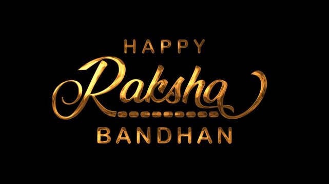 Happy raksha bandhan text animation in gold, perfect for holiday designs and festive promotions.