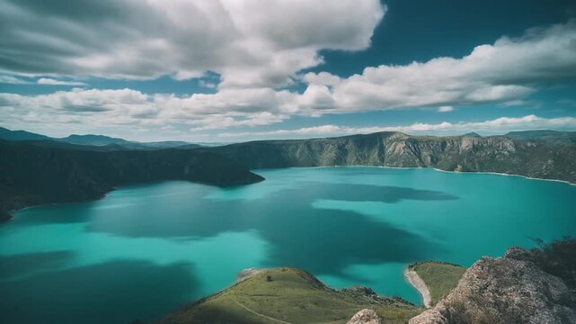 Scenic turquoise waters of General Carrera Lake in Patagonia