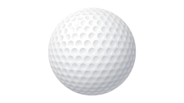 White golf ball isolated on white background, professional sports equipment with dimpled texture, clean studio shot of a classic golf ball