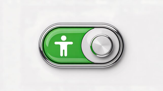 Green user profile toggle switch isolated on white background with modern interface icon