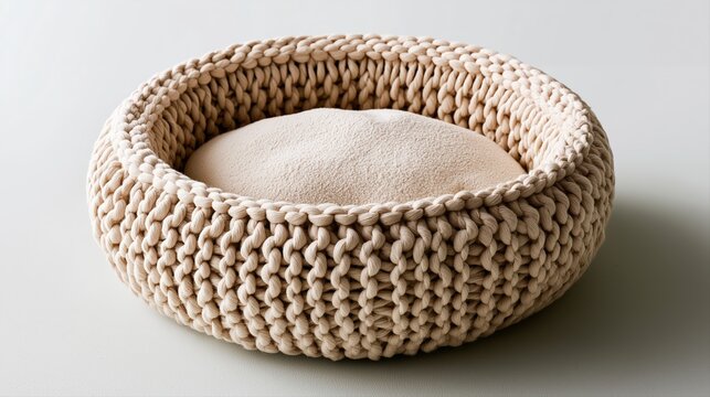 Plush knitted cat bed for cozy pet comfort and peaceful feline relaxation