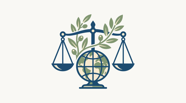 Symbolic illustration representing global justice, peace, and environmental balance