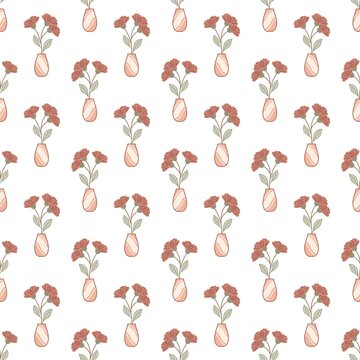 Seamless floral pattern with vase. Ideal for textile, wallpaper, packaging, and background design.