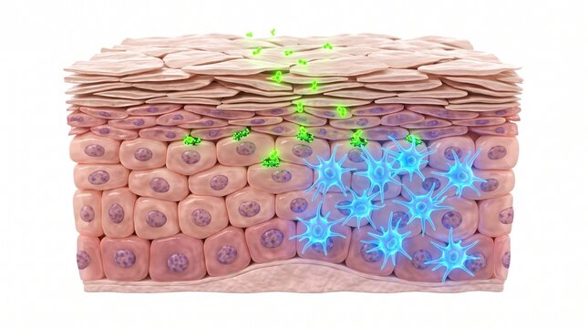 3D Microscopic Diagram of Urushiol Toxins Activating Dendritic Cells in Contact Dermatitis