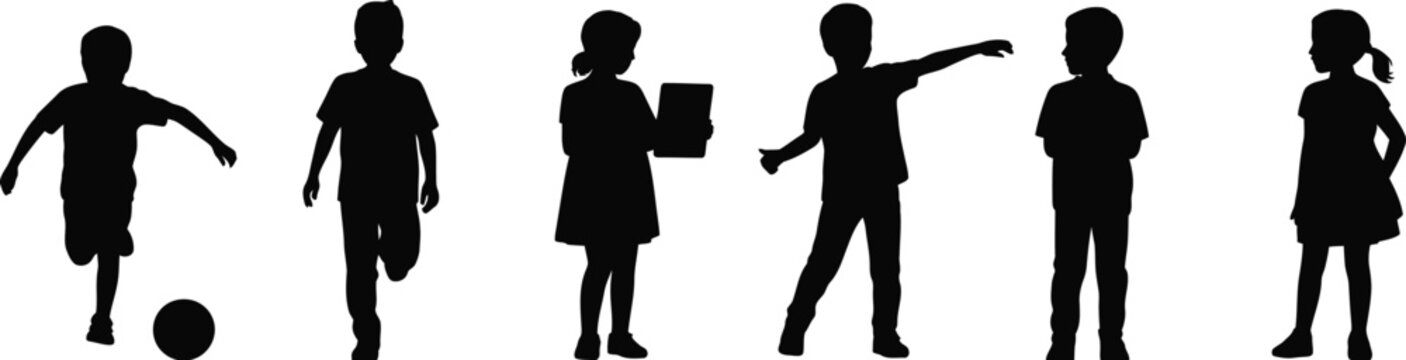 Black silhouette people walking in a row