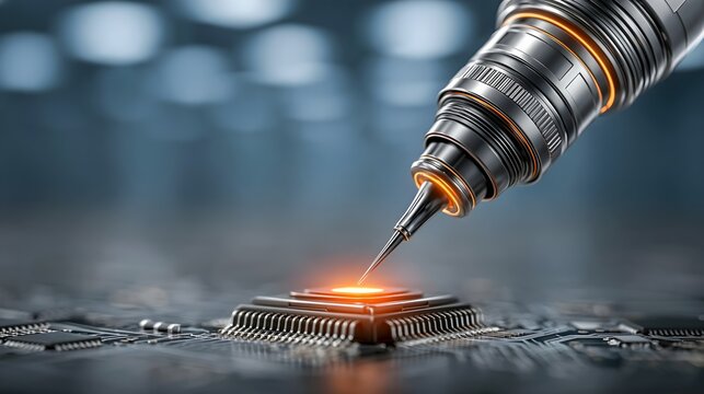 Robotic Arm Placing Microchip In Sterile Lab