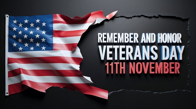 Veterans day background with american flag and 3d text