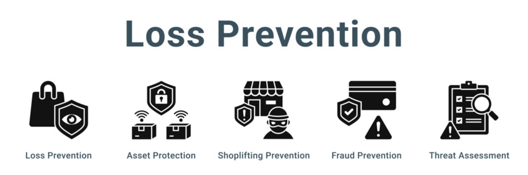 Loss Prevention web banner icon vector illustration concept, Loss Prevention, Asset Protection, Shoplifting Prevention, Fraud Prevention, Threat Asses