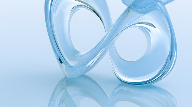 Glass shapes that interlock featuring a crisp, refined blue reflection.