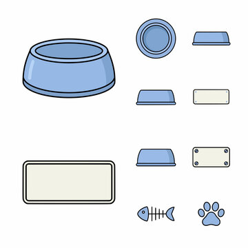 Pet Feeding Supplies and Accessories Illustration Set