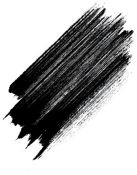 Black brushstroke line against a blank backdrop. An abstract design element suitable for various projects. Ideal for use as a graphic overlay or texture. Modern and minimalist in style.