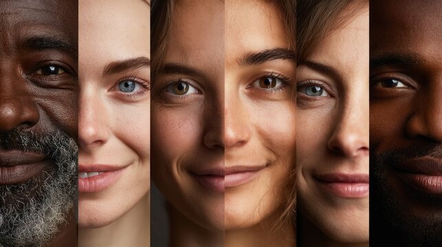 Diverse faces showcasing different skin tones