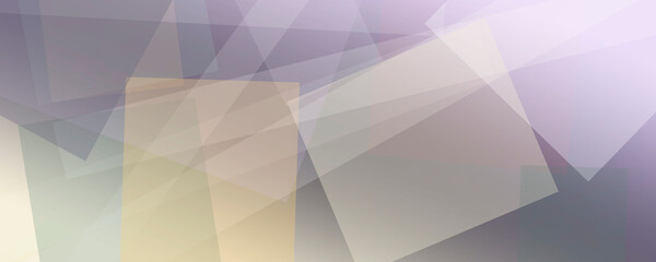 Fototapeta premium Pastel polygon mosaic shapes in blue, lavender, and cream overlap with soft depth and atmospheric blur, perfect for futuristic UI, banners, and modern branding.