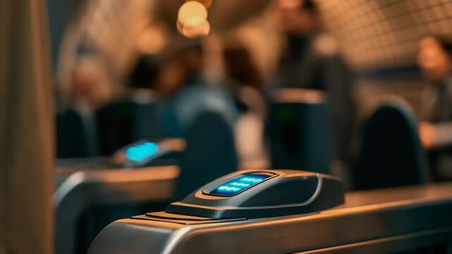 Commuter tapping a transit card at a London turnstile