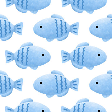 blue fish, seamless pattern of a blue fish, fish illustration