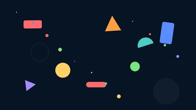 Abstract Geometric Shapes Floating on Dark Background Animation