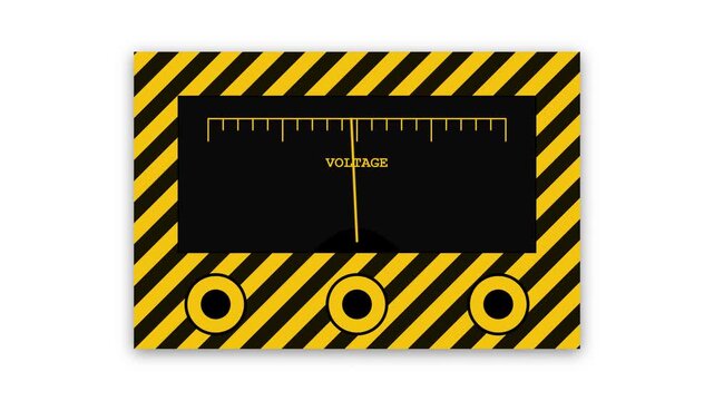 Vintage Voltage Meter with Warning Stripes and Three Dials.
