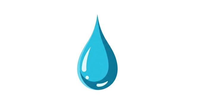 Blue water drop isolated on white.