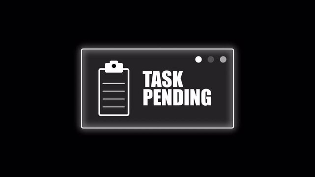 Clean clipboard themed task pending animation designed for workflow reminders status display.