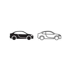 Fototapeta premium Minimal Car Icon Solid Outline Vector