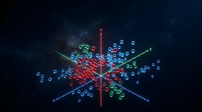 3D data visualization with spherical nodes on a Cartesian coordinate grid