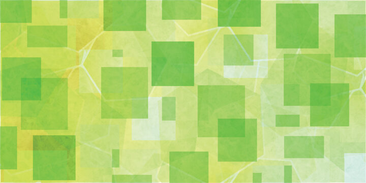 Abstract geometric square pattern with green and yellow tones