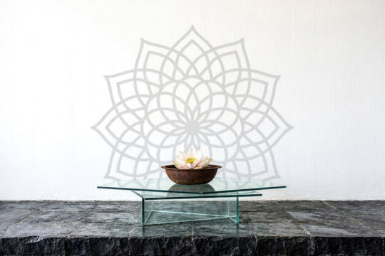 Minimalist Zen Lotus Sanctuary Architecture Negative Space