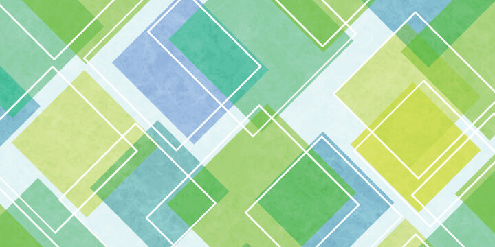 Geometric Pattern with Green and Blue Squares