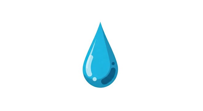 Single Blue Water Drop Isolated.