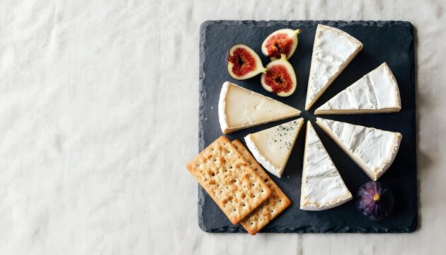 Cheese and crackers arranged on a cutting board, featuring goat cheese and fresh curd, celebrating National Goat Cheese Month
