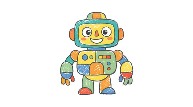 Cute cartoon robot character illustration.