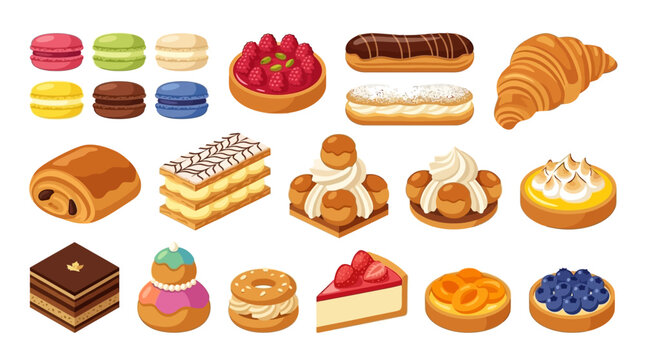 Assorted french pastries and desserts collection