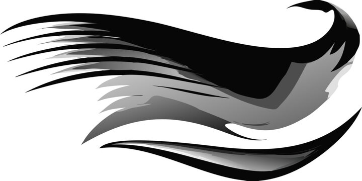 thick blurry abstract black wavy shape resembling a feather vector illustration artwork graphic design curve flowing silhouette contour line pattern modern minimalist creative
