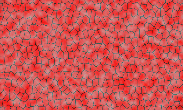 Abstract red mosaic pattern background with dark polygon cell grid texture