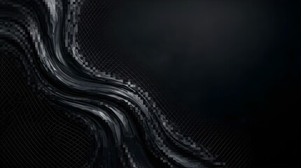 Obraz premium Abstract Dark Tech Background with Pixelated Wave and Grid Pattern