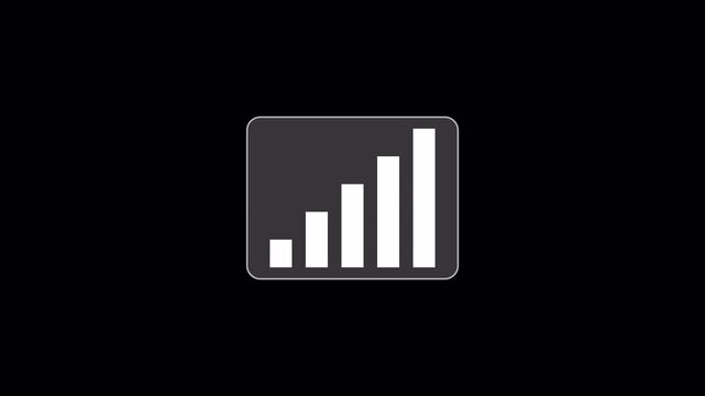 This animated signal strength icon features glowing white bars on a transparent background for network and wireless connectivity projects.