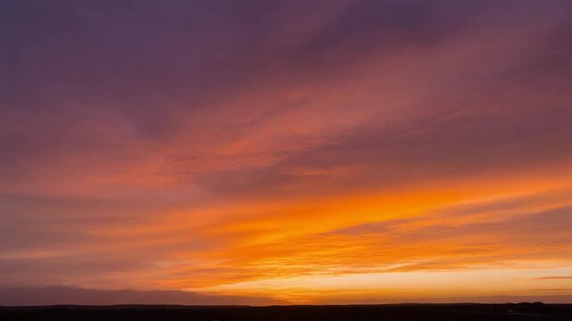 Dramatic Purple and Orange Sunset Sky 4K Generative AI