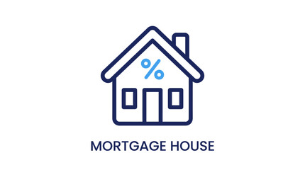 Fototapeta premium Mortgage House Icon Representing Home Loan and Real Estate Finance.
