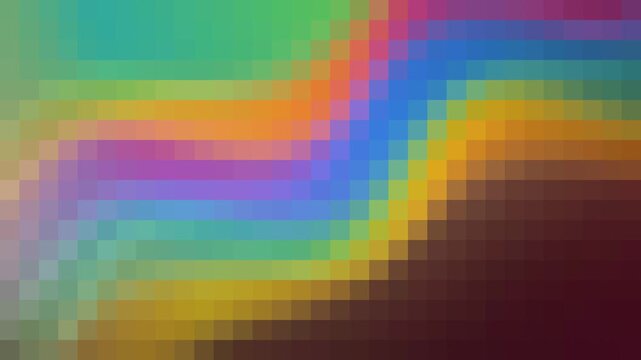 Colorful pixelated wave abstract background with vibrant rainbow gradient grid pattern for digital backdrop design