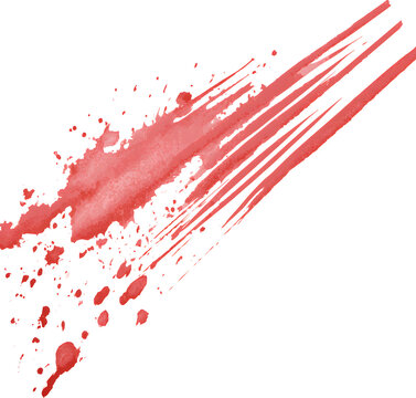Diagonal blood spatter with extended streaks, shown on a clear cut-out background