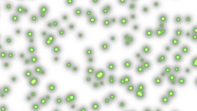 Green Fireflies Glowing Particles Overlay, Isolated on Transparent Background. Isolated glowing fireflies glowing particles for VFX, motion graphics and cinematic compositing.