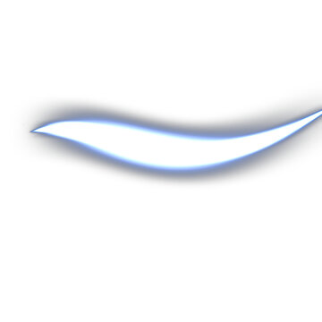 Blue Neon Light Trail Swoosh Overlay, Isolated on Transparent Background. Isolated glowing neon light trail swoosh for VFX, motion graphics and cinematic compositing.
