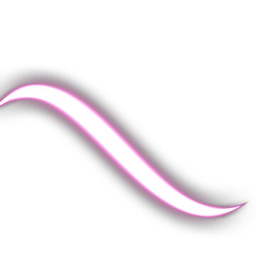 Magenta Neon Light Trail Swoosh Overlay, Isolated on Transparent Background. Isolated glowing neon light trail swoosh for VFX, motion graphics and cinematic compositing.