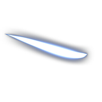 Blue Neon Light Trail Swoosh Overlay, Isolated on Transparent Background. Isolated glowing neon light trail swoosh for VFX, motion graphics and cinematic compositing.