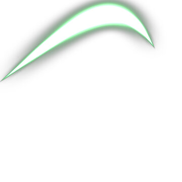 Green Neon Light Trail Swoosh Overlay, Isolated on Transparent Background. Isolated glowing neon light trail swoosh for VFX, motion graphics and cinematic compositing.