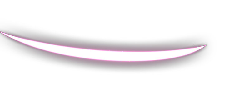 Pink Neon Light Trail Swoosh Overlay, Isolated on Transparent Background. Isolated glowing neon light trail swoosh for VFX, motion graphics and cinematic compositing.