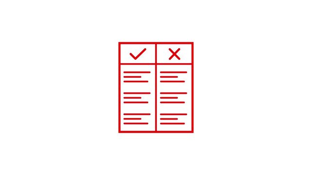 Comparison table with checkmarks and crosses representing pros and cons list