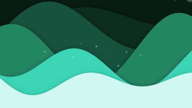 Abstract background with smooth flowing green waves and paper cut style layers.