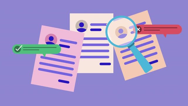 Resume Review and Document Analysis Flat Design 2d Animation with Alpha Matte